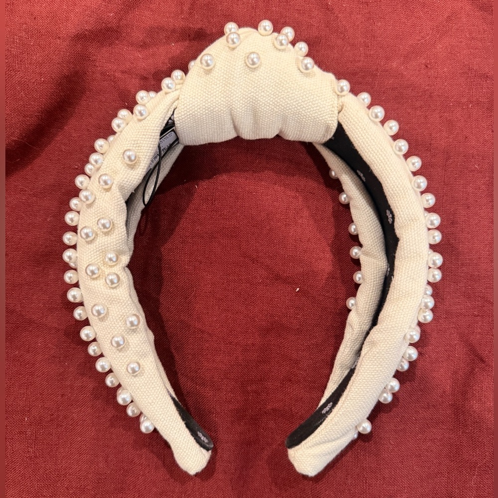 Lele Sadoughi ivory pearl knotted headband